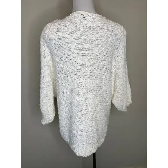 Vintage Cream  3D Floral Knit Pastels 90s Sz Medium - Picture 2 of 9